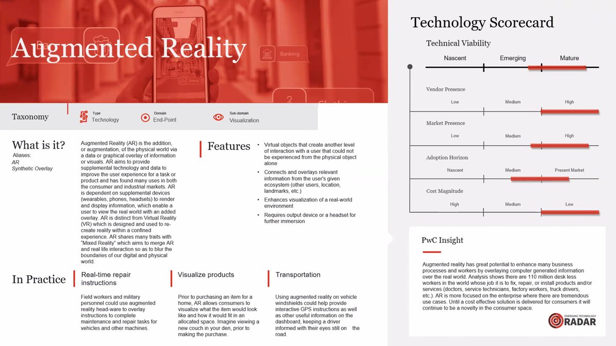 IIoT_World's tweet photo. Great presentation by @MikeQuindazzi at our #IIoR & #AR in manufacturing virtual conference, sponsored by @SiemensUSA
https://t.co/91yMEwwfzR
What is #AugmentedReality? Vendor presence, market presence, adoption horizon, cost magnitude etc. Follow #ARIIoTChat https://t.co/a4rwcfLafl