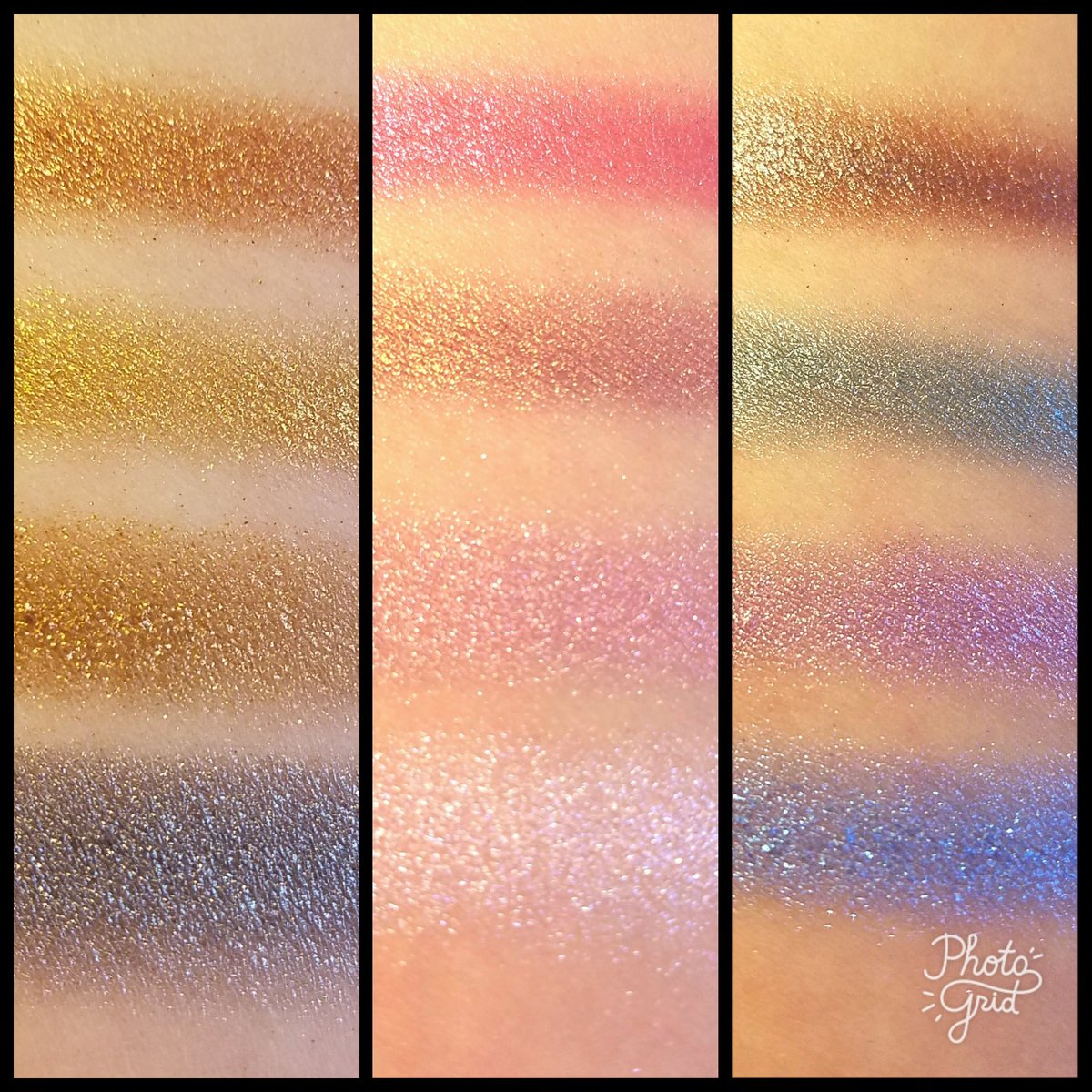 AtomicCareBear's tweet image. Eyeshadow swatches! Earth metals palette, super pink palette, and mermaid palette. The colors are so shimmery and build and blend beautifully! More swatches on other skin tones to come soon! #makeupdesigner #makeupscience #shiny