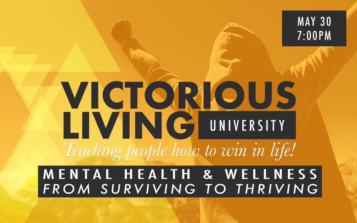 DrWayneFrye's tweet photo. Are you tired of just #surviving ?  Are you ready to #thrive ?  If so, join us tonight, 5/30 at 7 PM for an informative and empowering Victorious Living University session. Gain valuable insight on how to start #thriving in life, now!!! #RenewedFaith18 #fccination #motivation https://t.co/fwQZswsqrJ