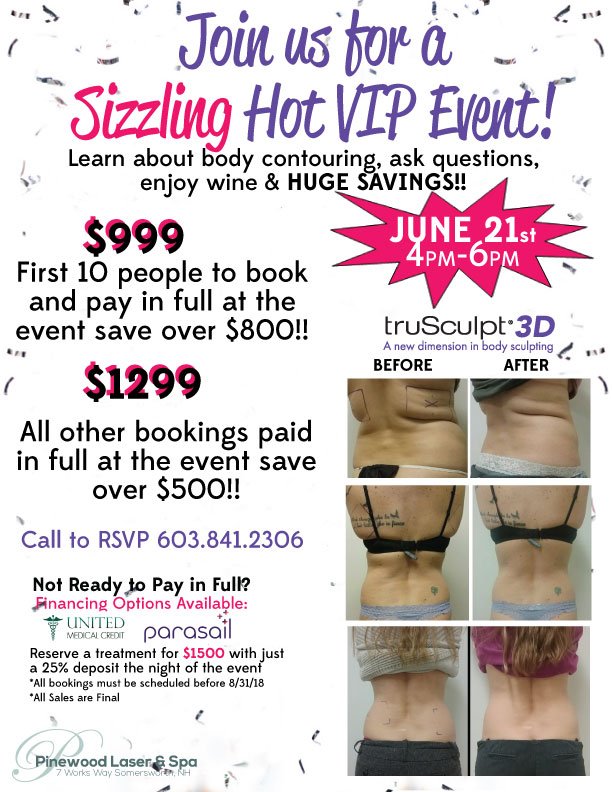 PinewoodLaser's tweet image. TruSculpt 3D VIP Event
Save the Date: June 21st 4-6pm!
Call to RSVP 603.841.2306
ow.ly/Pcge30kfNh2