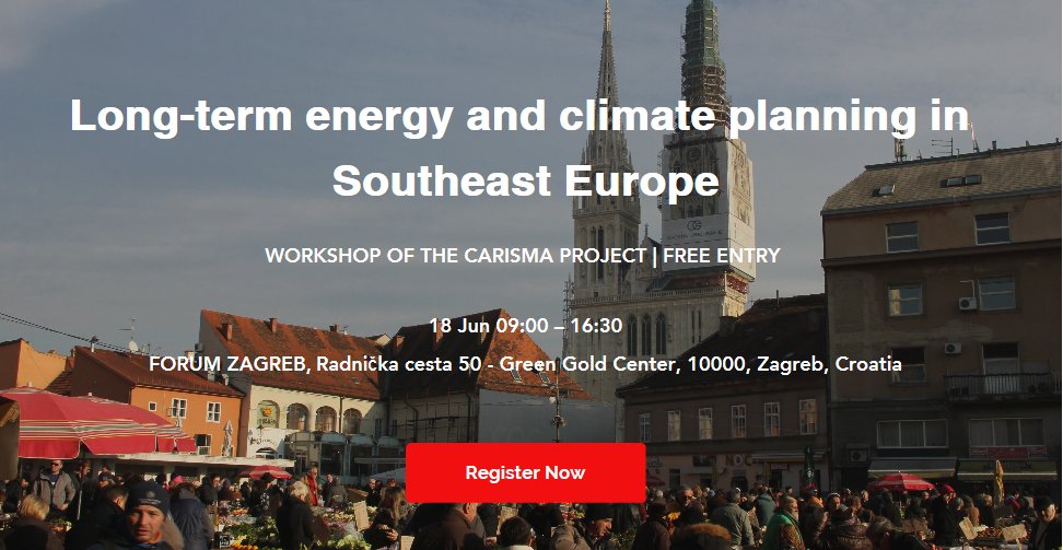 andreastuerk's tweet photo. Long-term energy and climate planning in Southeast Europe: On June 18th a WS will be organised in Zagreb within the framework of the EU funded CARISMA Project @andreastuerk @lowcarbonSEE @CarismaEU @energycommunity @Energy4Europe https://t.co/AMbsKvA4wJ