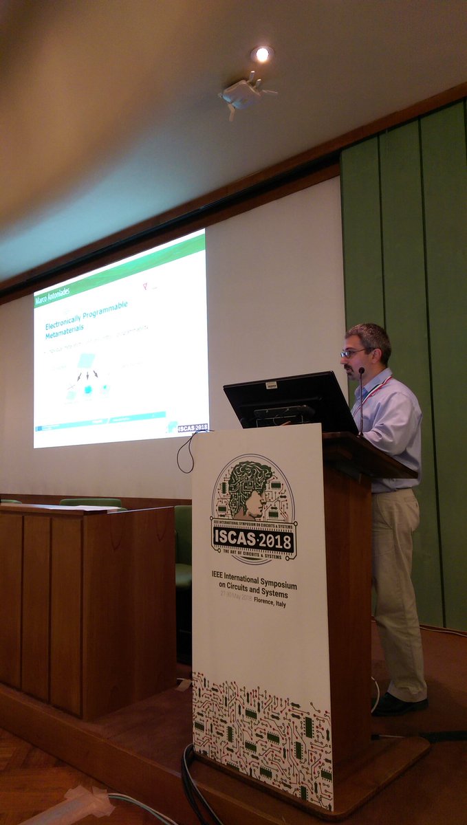 JuliusGeorgiou's tweet photo. Marco Antoniades presenting "Optically Programmable Absorbing Metasurface" at ISCAS @VisorSurf https://t.co/1YWjd6wEJc