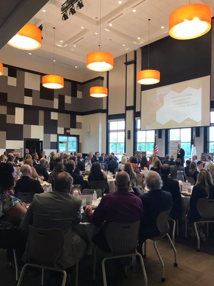 gnfcc's tweet image. Eggs &amp;amp; Enterprise featuring Dr. G.P. “Bud” Peterson, President of @GeorgiaTech sponsored by @goodwynmills + @smithandhoward. Thank you to @KingsRidgeCS for hosting. #GNFCC #Tech400 #TalentCoalition