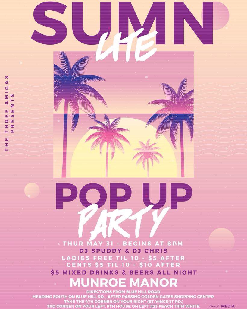 WhereDaSpot's tweet photo. These Pop-Up parties just poppin up outta nowhere. SUMN LITE is going down tomorrow @ The Munroe Manor. Ladies are FREE until 10pm and $5 after and Gents are $5 until 10 pm and $10 after. Let’s bring in the Holiday weekend the right way! #wheredaspot #sumnlite https://t.co/wNuWb9aym9