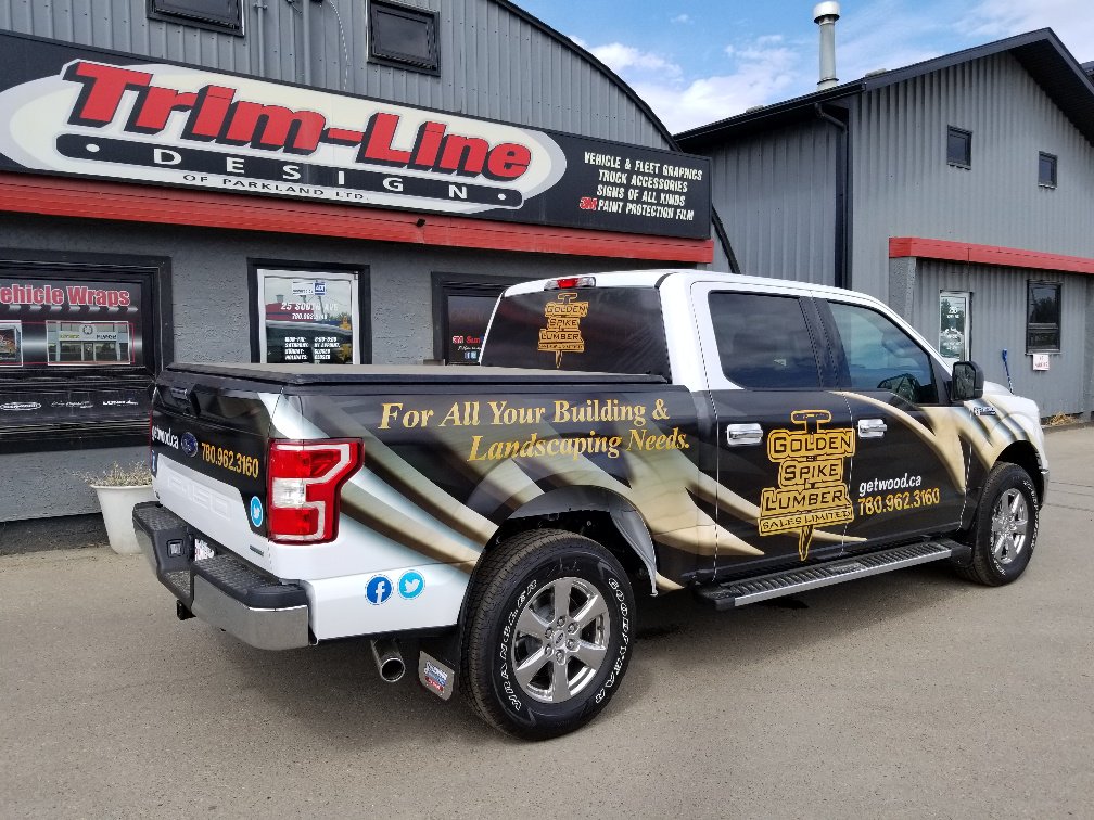 TrimLineDesign1's tweet image. Half vehicle wrap on 2018 Ford F-150.
Thanks Golden Spike Lumber for your business! 
#Ford #F150 #truckaccessories #marketing #vehiclewrap