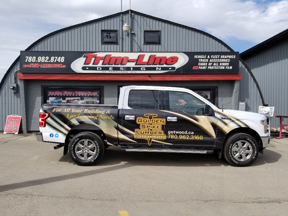 TrimLineDesign1's tweet image. Half vehicle wrap on 2018 Ford F-150.
Thanks Golden Spike Lumber for your business! 
#Ford #F150 #truckaccessories #marketing #vehiclewrap