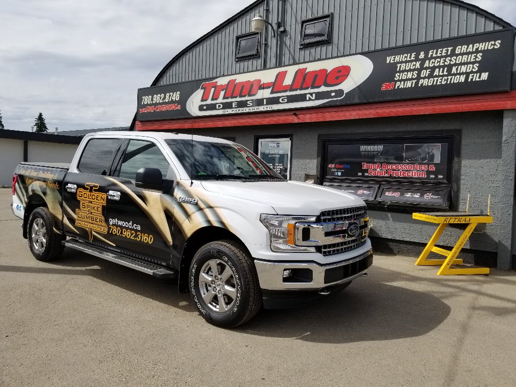 TrimLineDesign1's tweet image. Half vehicle wrap on 2018 Ford F-150.
Thanks Golden Spike Lumber for your business! 
#Ford #F150 #truckaccessories #marketing #vehiclewrap