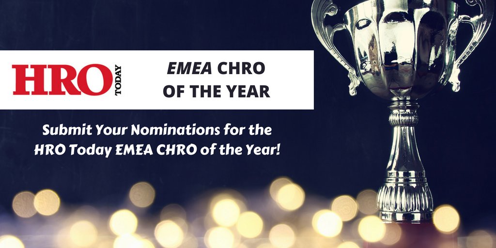 HROToday's tweet photo. Attention #EMEA! We’re now accepting nominees for our 2018 #CHRO of the Year Awards! Winners will be announced at the HRO Today Forum EMEA later this year! Submit your nominations now: https://t.co/j3XTFFGSul https://t.co/nCNJW9hWH0