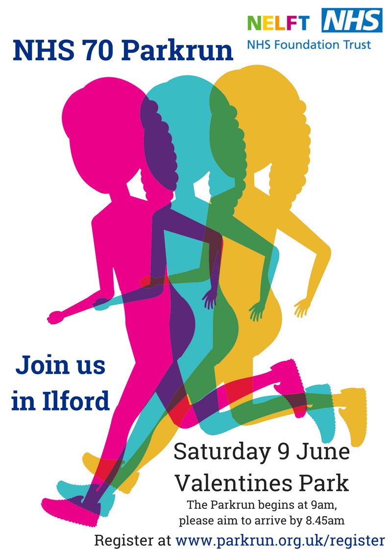 NHS70 Parkruns will be taking place across the UK on Saturday 9 June, read here about how to access the runs and the Ilford event <a href="/NELFT/">North East London NHS Foundation Trust (NELFT)</a> will be supporting nelft.nhs.uk/news-events/nh… #NELFTNews #NHS70 #loveparkruns