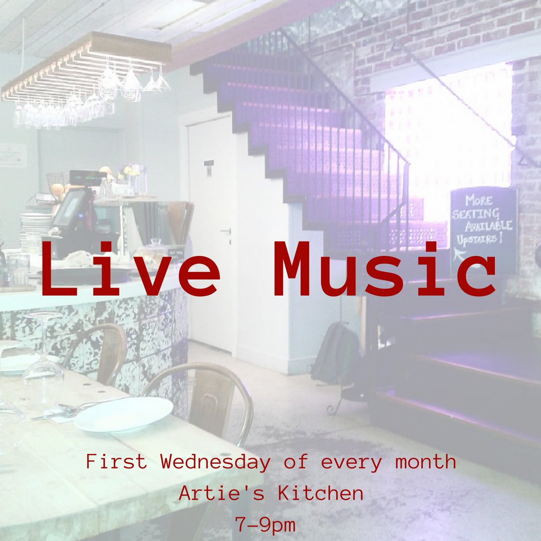 Artieskitchen's tweet photo. 🎵One week to go until our next live music evening at Artie's Kitchen! 🎵If you missed local guitarist Tom Janes, see him again on Wednesday 6th June.
Join us from 7-9pm on the first Wednesday of every month. https://t.co/UTMECWtdSs
#LiveMusicWednesdays #ArtiesKitchen https://t.co/mst4WG5HE9