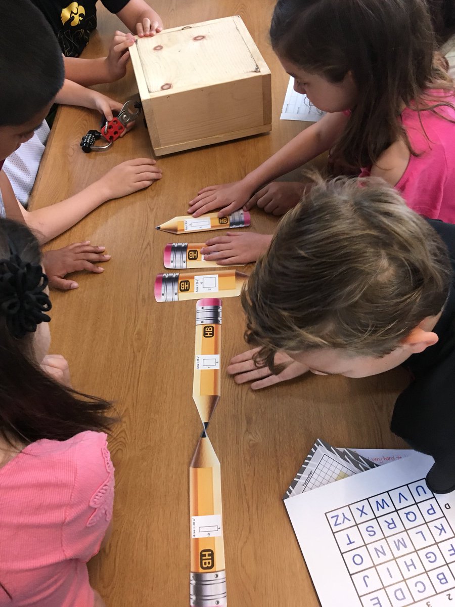 Miss Kane's class worked together and used their perimeter and area knowledge during a BreakoutEdu this morning! #sepolk #mvteach