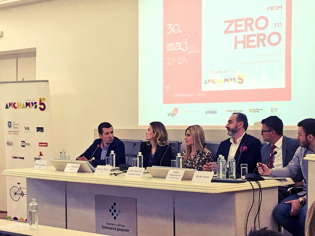 amchamserbia's tweet photo. Puna sala @Ekonomski na još jednom predavanju koje su organizovali naši #AmChamps5
O razvoju karijere u korporativnom sektoru ovog puta sa @Vip_mobile @KPMGSerbia @EY_Srbija @RaiffeisenBanka @UniCredit_RS
#youngleadersinchange
#AmChamps2018
#activeboldconfident https://t.co/4OEMxvFaez