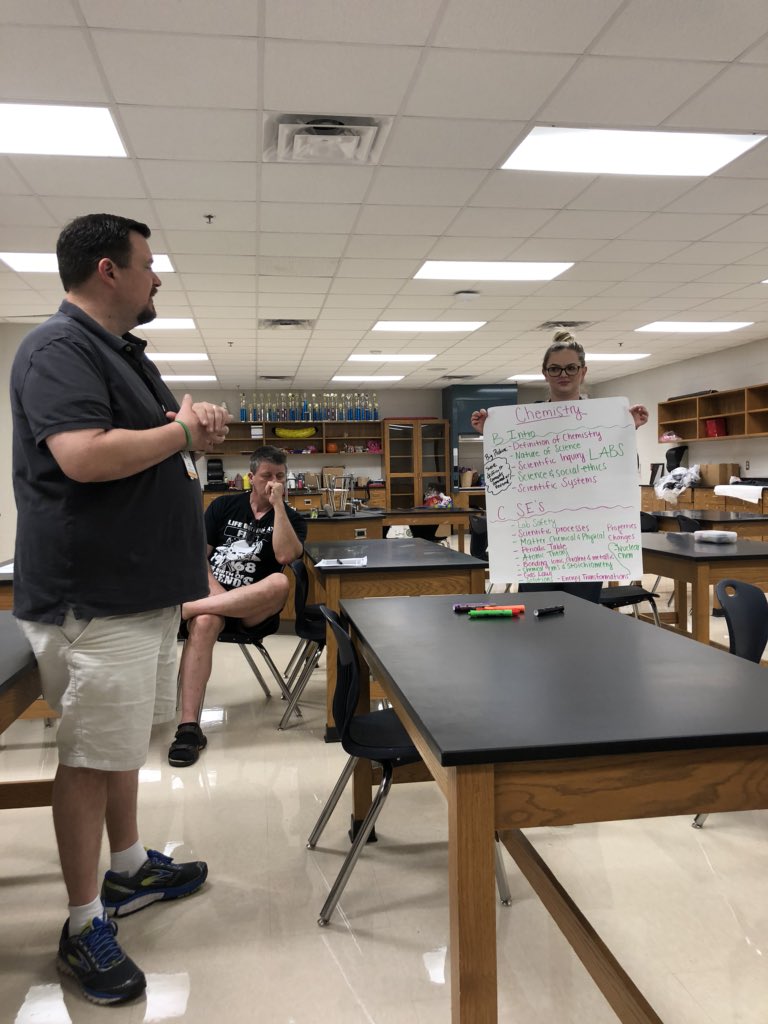 SciThai's tweet photo. MISD HS teachers answering the question: “How has streamlining affected the Science TEKS?” @mansfieldisd @ESCRegion11 https://t.co/F25CRhRHu0