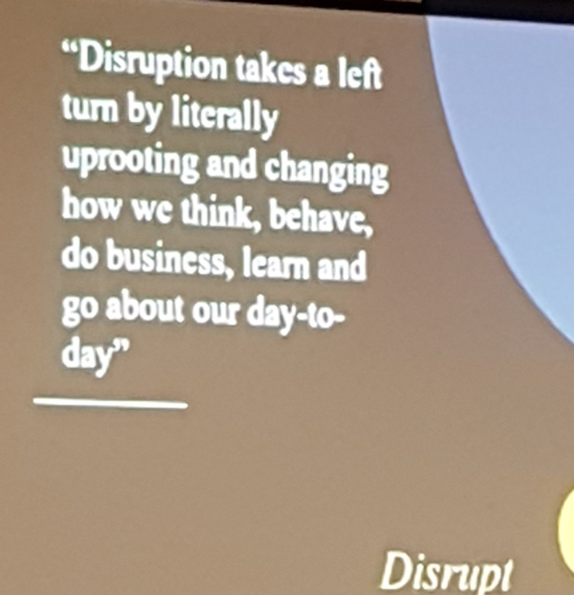 ARMACanada's tweet photo. Disruption: shift your mind set within the community: Denise Harry says "how about we share our r and d far and wide." @armacanada Forums could be the place for posting of our collected r and d schedules. https://t.co/5DsR7oO5Hm