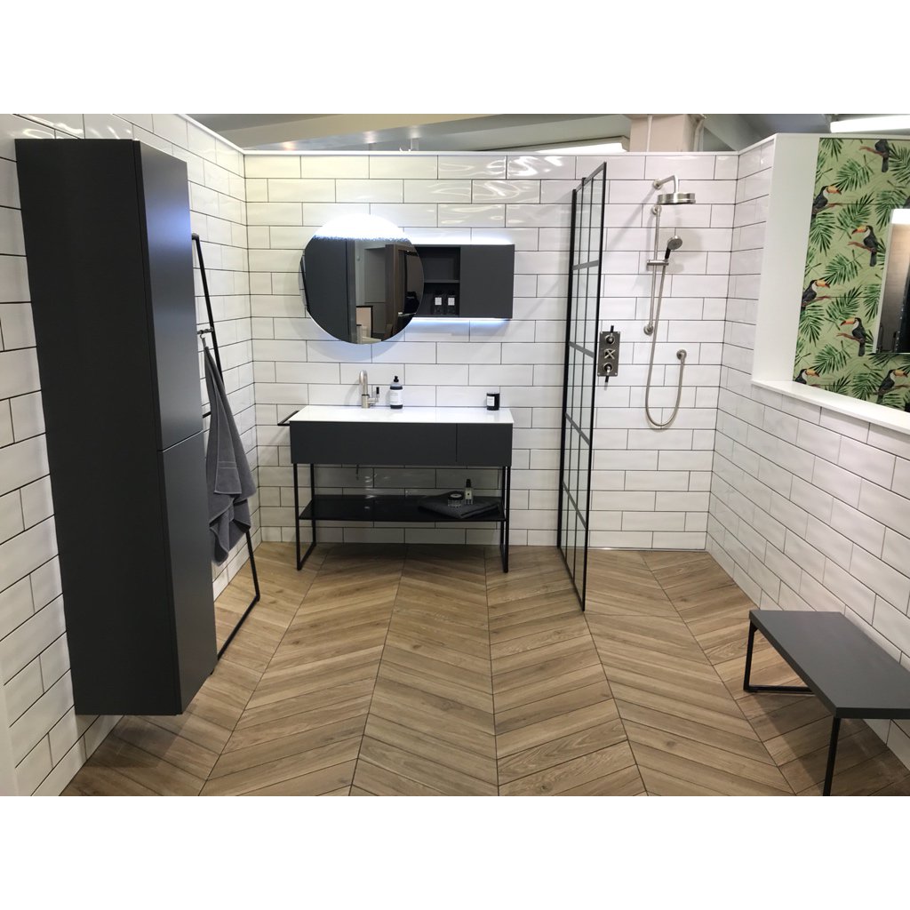 If you love industrial styling, clean lines &amp; ergonomic design, this new addition to our showroom is for you. We particularly love the way #Burgbad has incorporated so much stylish storage into this range, reducing clutter &amp; maintaining the crisp, clean look of the design.