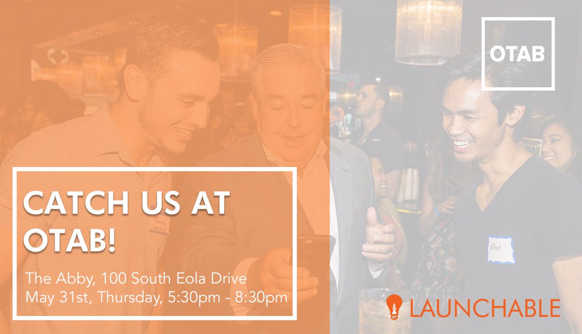 TeamLaunchable's tweet photo. We'll be at OTAB this Thursday, will you? Don't miss Orlando's premier tech networking event. RSVP -> https://t.co/xtuxpUeY1g

#RSVP #Meetup #Beer #Resources #Orlando #Tech #OrlandoTech #OTAB #Launchable #BeLaunchable #AR #Augmented #Reality #AugmentedReality https://t.co/MSF2HcwGAs