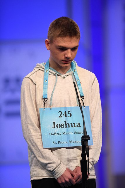 ScrippsBee's tweet photo. Joshua Hale's parents are both U.S. military veterans. His uncle is currently deployed w/ the Air Force. It's a family tradition to spend part of his Memorial Day putting out flags to honor veterans laid to rest at Jefferson Barracks National Cemetery. #spellingbee #speller245 https://t.co/kQbzvrgl32