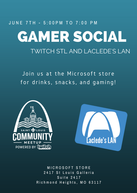 StLouisCM's tweet image. Join us and @LacledesLAN on June 7th for tournaments, casual gaming, and snacks! Tell your friends! 🎮