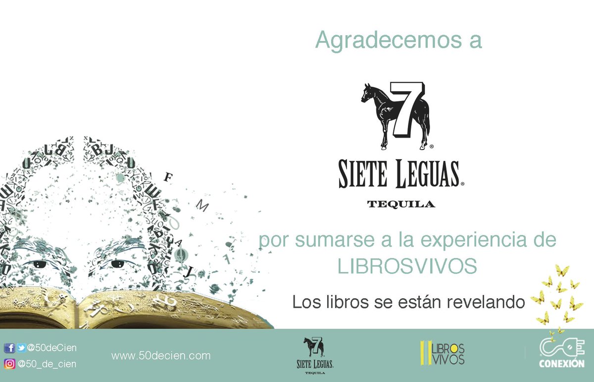 50deCien's tweet photo. Gracias @SieteLeguasMx por unirte a la experiencia LIBROSVIVOS #SoyLIBROSVIVOS #50deCien #EnConexión https://t.co/4oU9fgiGYt