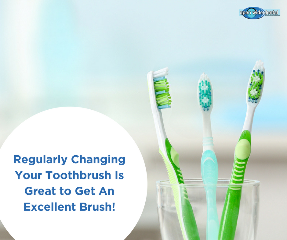 OpenWide_Dental's tweet photo. As you brush, the bristles begin to wear down and lead to inconsistencies while brushing. To avoid this, regularly changing your toothbrush every couple of months can help you get a better cleaning. https://t.co/ATnm3eSBdT