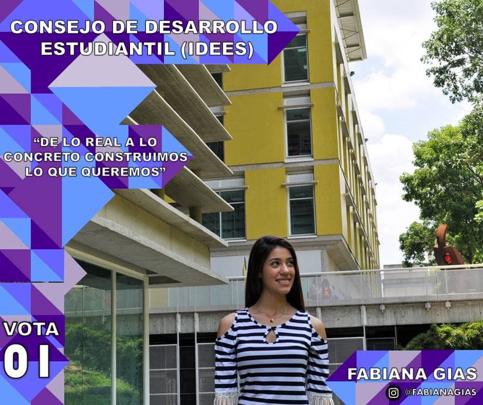 UnionComSoc's tweet photo. Juan Mogollón y Fabiana Gias son nuestros candidatos para el Consejo de Desarrollo Estudiantil. Este jueves #Vota01 y #Vota02 https://t.co/Cx6p0ujGLD