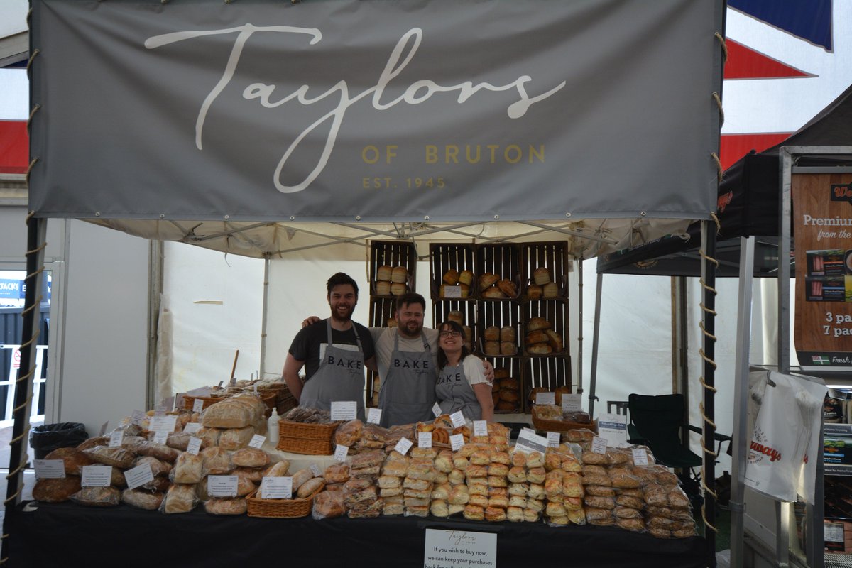 taylorsofbruton's tweet photo. Fab first day today at the @BathandWest Show with our lovely new rebranded stall - and all our bread selling like hot cakes! π #bread #taylorsofbruton #rebrand #bakery #bathandwest #bruton #Somerset #wholesalebakers https://t.co/yKghPWj4LG