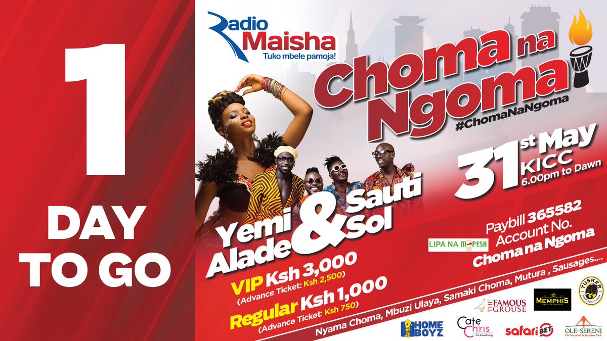 sautisol's tweet photo. Yass! Let the countdown begin....

And since y'all been good to us, we're taking requests. Please let us know which songs you'd love to see us add to our set for tomorrow 🙌.

#ChomaNaNgoma 🔥🔥🔥🔥🔥🔥 https://t.co/oa4vKUJ3n1