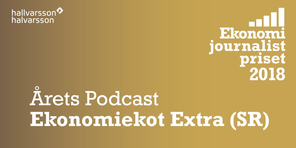 Ekonomijpriset's tweet photo. Där kammar @ekonomiekot hem kvällens andra vinst: Årets podcast är Ekonomiekot Extra. #NFCS2018 https://t.co/RDV8m6M4d5