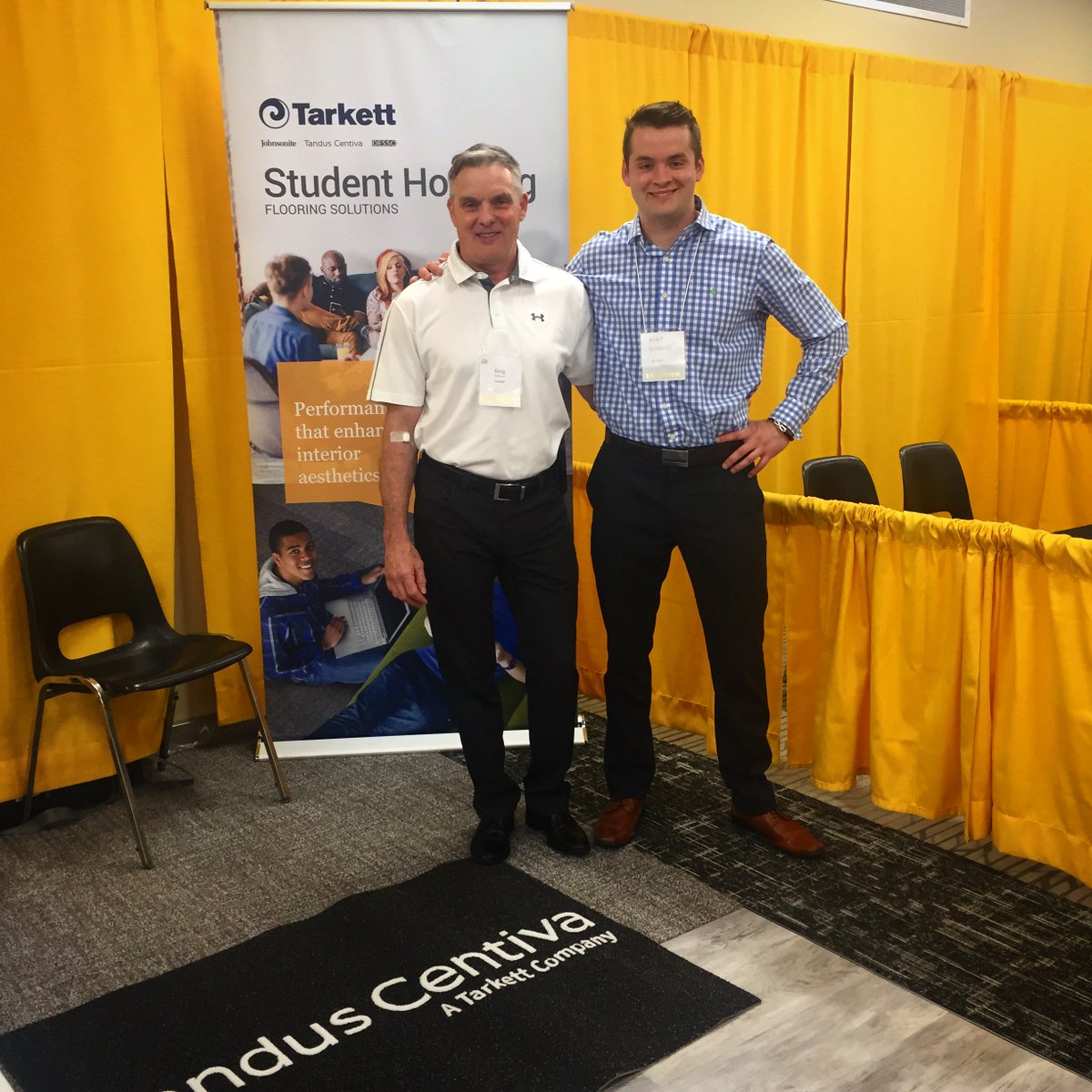 OACUHO18's tweet photo. Greg &amp; Will from Tarkett are awaiting your arrival at Booth 31! @OACUHO18 #thinkbelievedaredo #OACUHO18 https://t.co/p5AQ9eYaC1