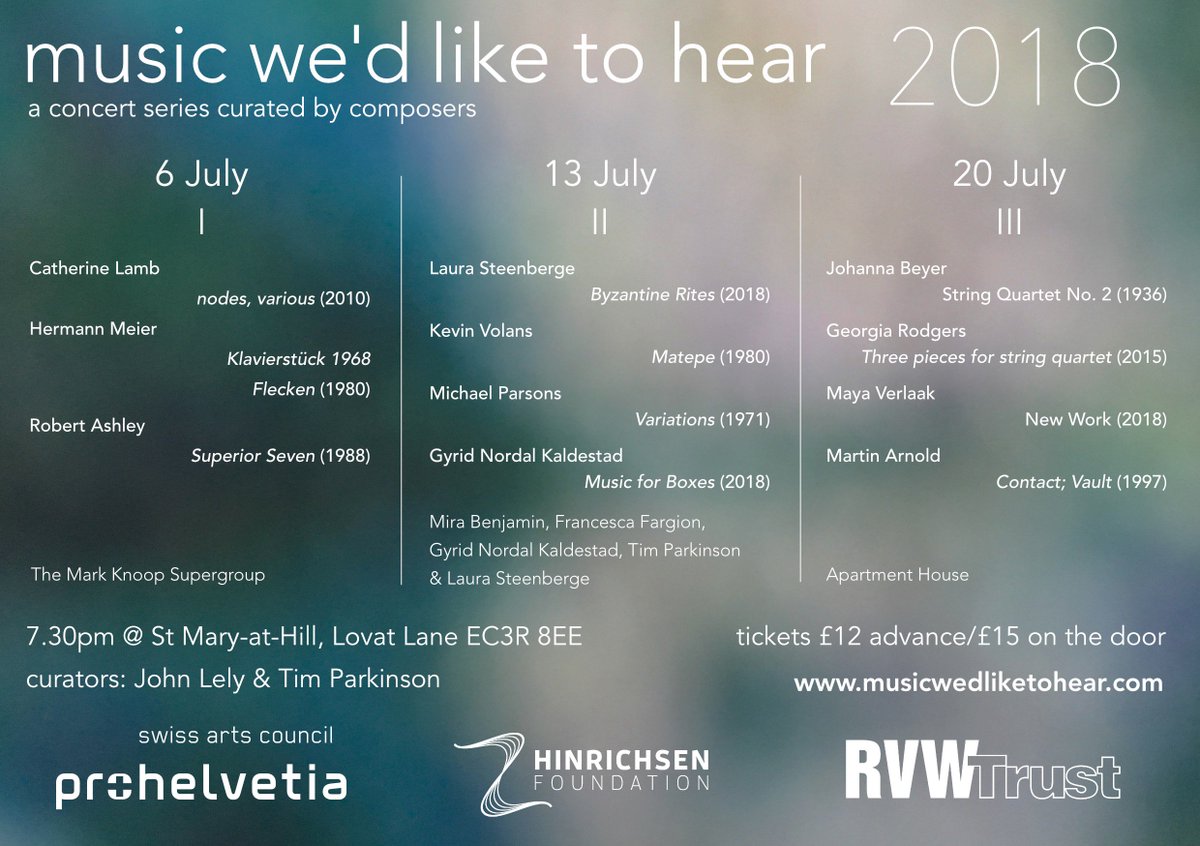 mwlth's tweet photo. We are delighted to announce the 2018 season of music we'd like to hear, a concert series curated by composers. Advance tickets available now!
https://t.co/F2irQ3D8bn https://t.co/rAqc5EqyyL