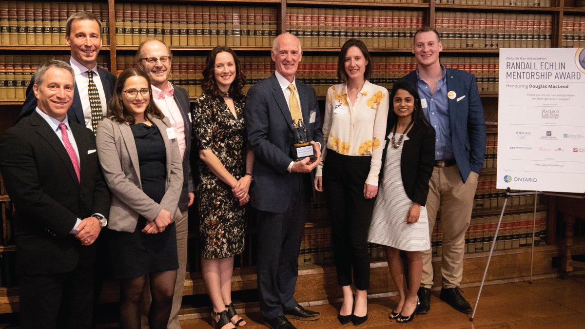 OBAlawyers's tweet photo. Thank you to all who joined us to celebrate lawyer Douglas MacLeod, @MacLeodLawFirm, deserving recipient of the 2018 OBA Randall Echlin Mentorship Award. Congratulations! #OBAawards #OBAlab https://t.co/IyB15dYscz