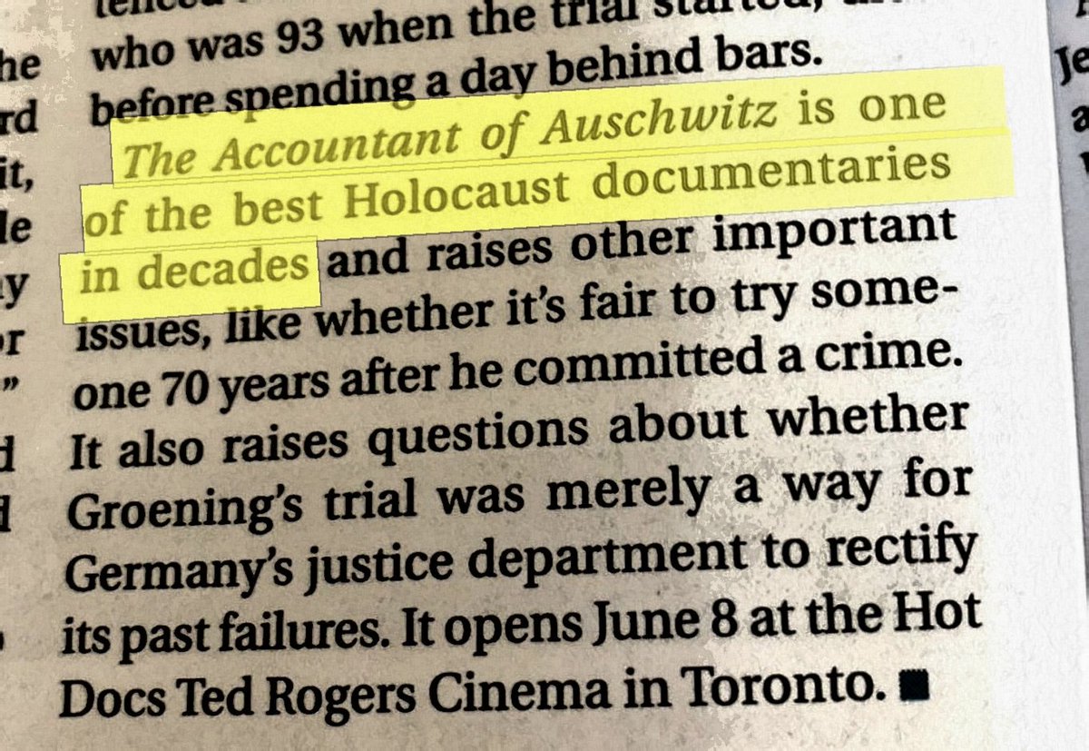 M_Shoy's tweet photo. Wow!  Amazing full-page article in this weeks @TheCJN newspaper. Will be available online later this week. Get tickets NOW to the film while they last. June 8-21 @HotDocsCinema @hotdocs @Bienstock @RickiGurwitz https://t.co/Nicleena6R