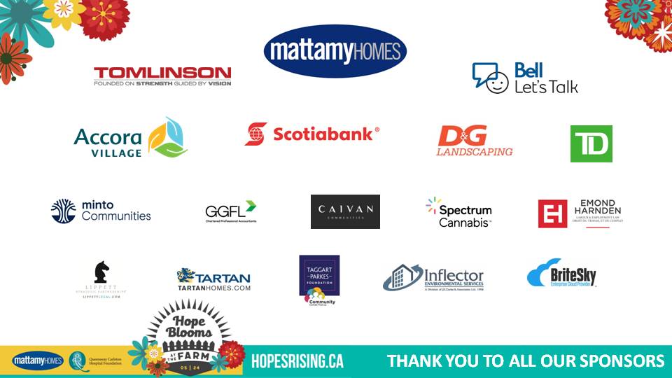 A BIG Thank you to all our amazing #HopeBlooms sponsors for helping us raise $520,000 in support of mental health <a href="/QCHOttawa/">Queensway Carleton Hospital & Foundation</a>! We couldn’t have done it without you! #HopesRising #ThankYou