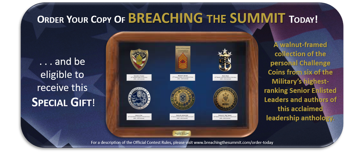 BreachingSummit's tweet photo. The Drawing for this Special Gift lasts ONLY through June 30, 2018! Order your book today to be eligible at https://t.co/QTtwuUV8NI. @SMAPrestonAUSA @SMMC17 @mcpon12 @CMSAF16 @DJelinskiHall @SkipBowen10 @HollandDennis #BreachingTheSummit https://t.co/ezFWfYf8Dv