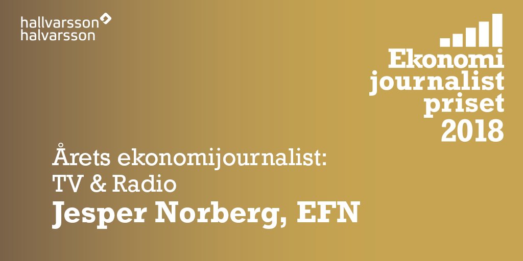 Ekonomijpriset's tweet photo. Årets ekonomijournalist i kategorin TV &amp; Radio är Jesper Norberg på @EFNTV #NFCS2018 https://t.co/OPVLc5RPMZ