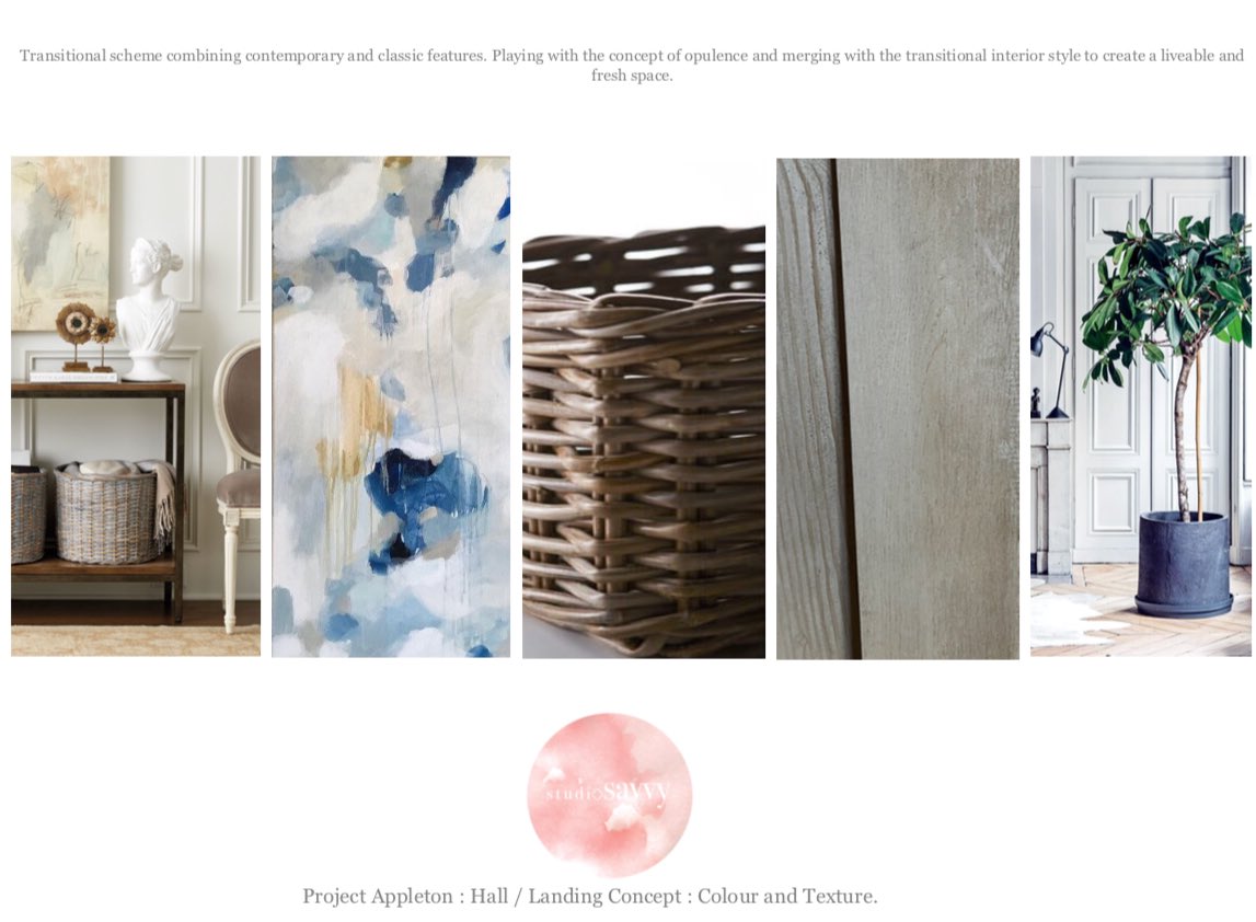 StudioSavvyUK's tweet photo. Sneak peak of the colours and textures concept for the design I presented in #Cheshire today. Clients loved the design for the hall stairs and landing.
Looking for #interiorhelp or are you #decorating and lost direction? Get in touch to discuss all our services.#interiordesign https://t.co/xUXO2hZcmL