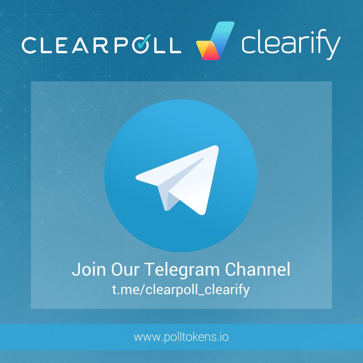 voteclearpoll's tweet photo. 🚨 Join us for all the ClearPoll pre-launch news and announcements!

🚨 Brand new Telegram ONLY giveaway - announced tomorrow in the group!

Come join us! https://t.co/fivOTySgiJ

#ClearPoll #Clearify - 2 projects using 1 low circulating token! https://t.co/Te0CjLKsK7