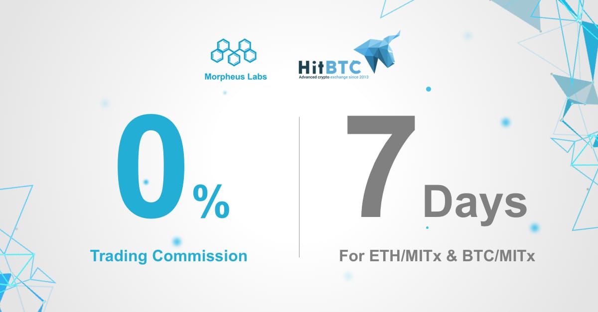 hitbtc's tweet photo. Enjoy trading $MITX against $BTC and $ETH with ZERO trading commission for the next seven days starting now! https://t.co/dbuXSRd3j9 https://t.co/C0ttsrKxcE