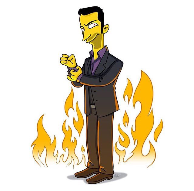 CarolineRaby's tweet photo. #TomEllis simpsonized twice by the awesomely talented Adrien ADN Noterdaem #Lucifer #SaveLucifer @tomellis17 https://t.co/Ok7TrVfUK3