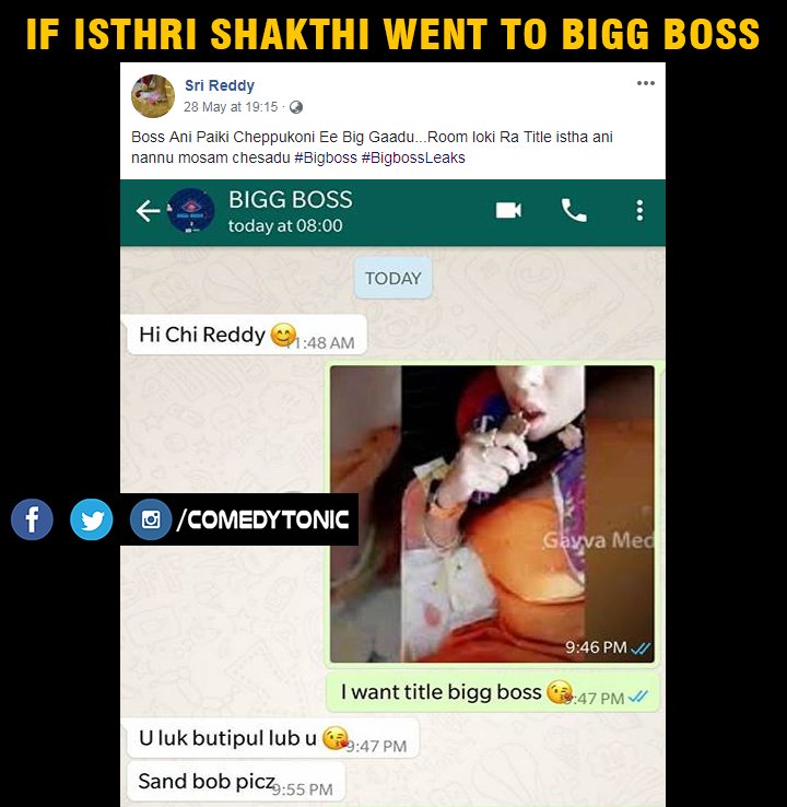 ComedyTonic's tweet photo. Future Of Bigg Boss #BIggBossLeaks #BattalIppuri #MurthyAnna #TRP9 #IkkadaSamasyaYentraAntey #BiggBossTelugu2 
#ComedyTonic https://t.co/7wKyWan5ME