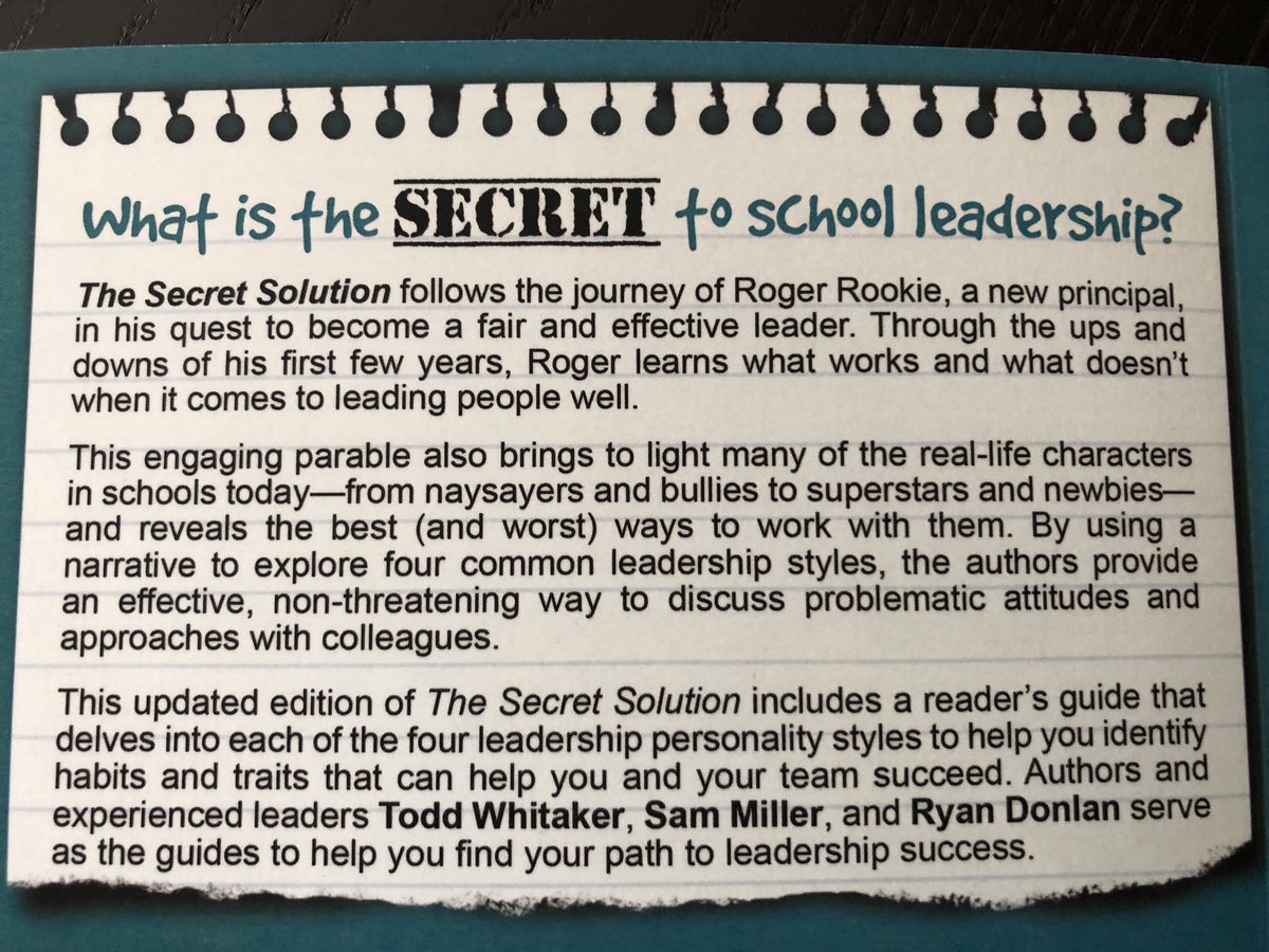 burgessdave's tweet image. What is the secret to school leadership? Find it in the #SecretSolution as you follow the journey of Roger Rookie in this parable from @ToddWhitaker @sammiller29 @RyanDonlan amazon.com/gp/aw/d/194644… #LeadLAP #tlap #suptchat #EdLeadership #SMSDisLeadLAP