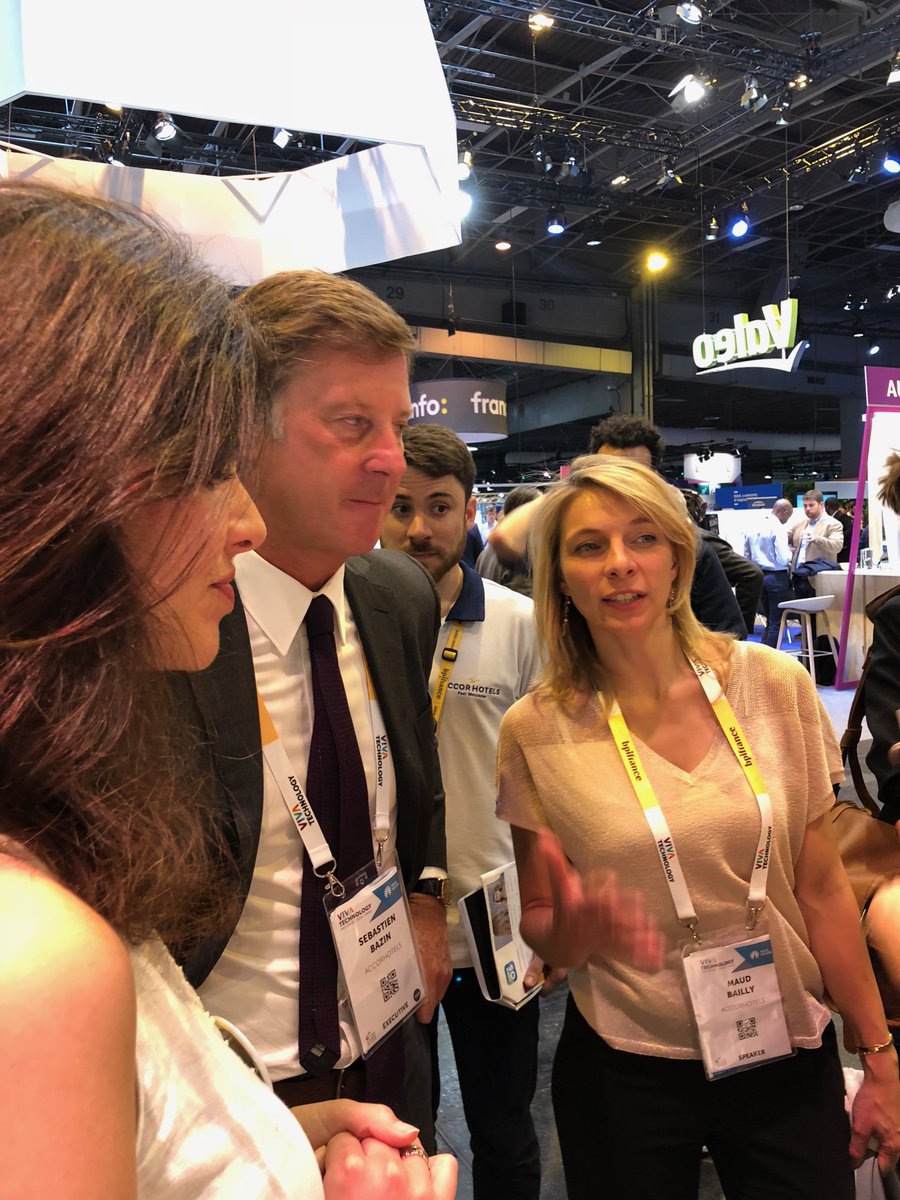CareOS_Tech's tweet photo. Proud to introduce @CareOS_Tech to Sébastien Bazin (Chairman &amp; CEO of @Accorhotels ) and Maud Bailly (CDO of @AccorHotels) @VivaTech #AHLab @ViparisOfficiel #TheFutureIsHere #SmartHealth #SmartBeauty @BaracodaGroup @tserval @AccorHotelsNews @ChloeSzulzinger @SebGaff https://t.co/zI4t07uRkp