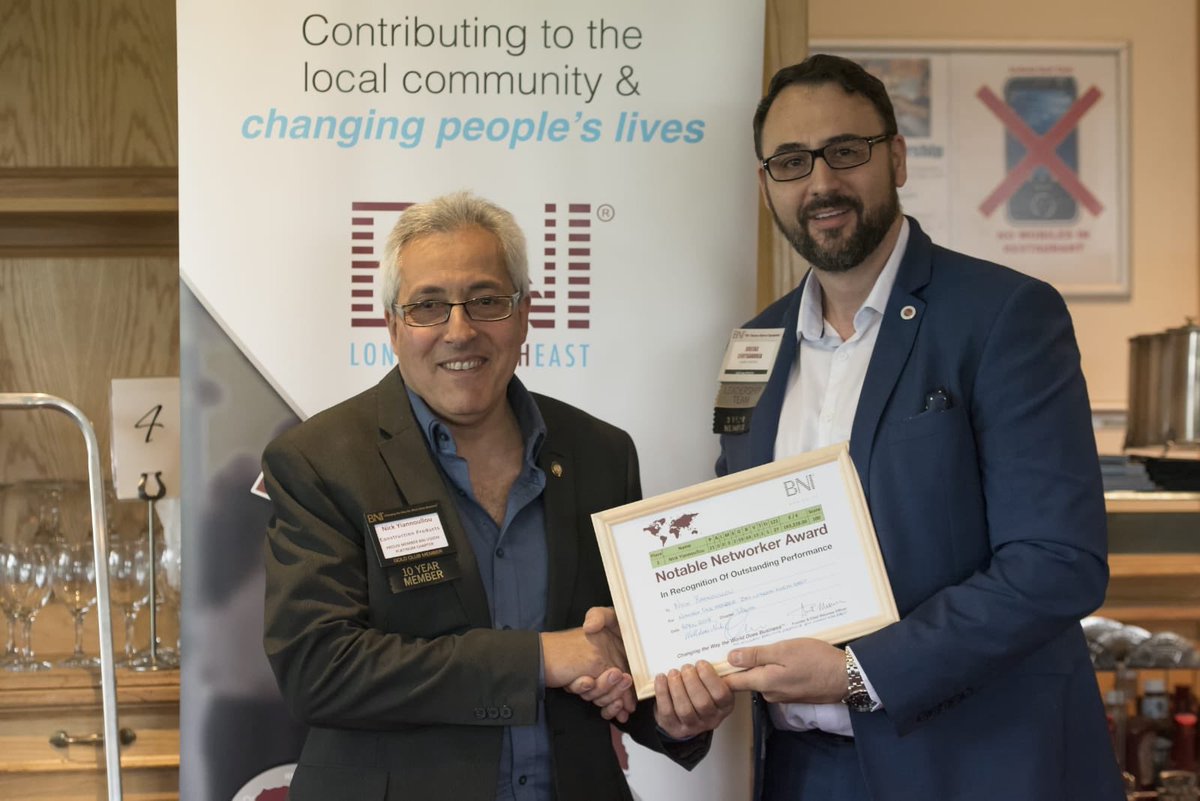 Congratulation Nick @NYiannoullou from Nilco Ltd, the Tool Hire Merchants in receiving yet another award for you continued efforts helping other businesses and business people