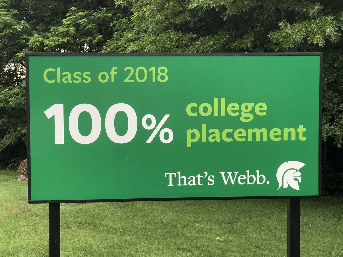 Webbschoolknox's tweet photo. We love our new entrance signs celebrating the accomplishments of the Class of 2018! $13 million in merit &amp; scholarship awards and 100% college placement! #webbknoxville https://t.co/zCdqvxTLyU
