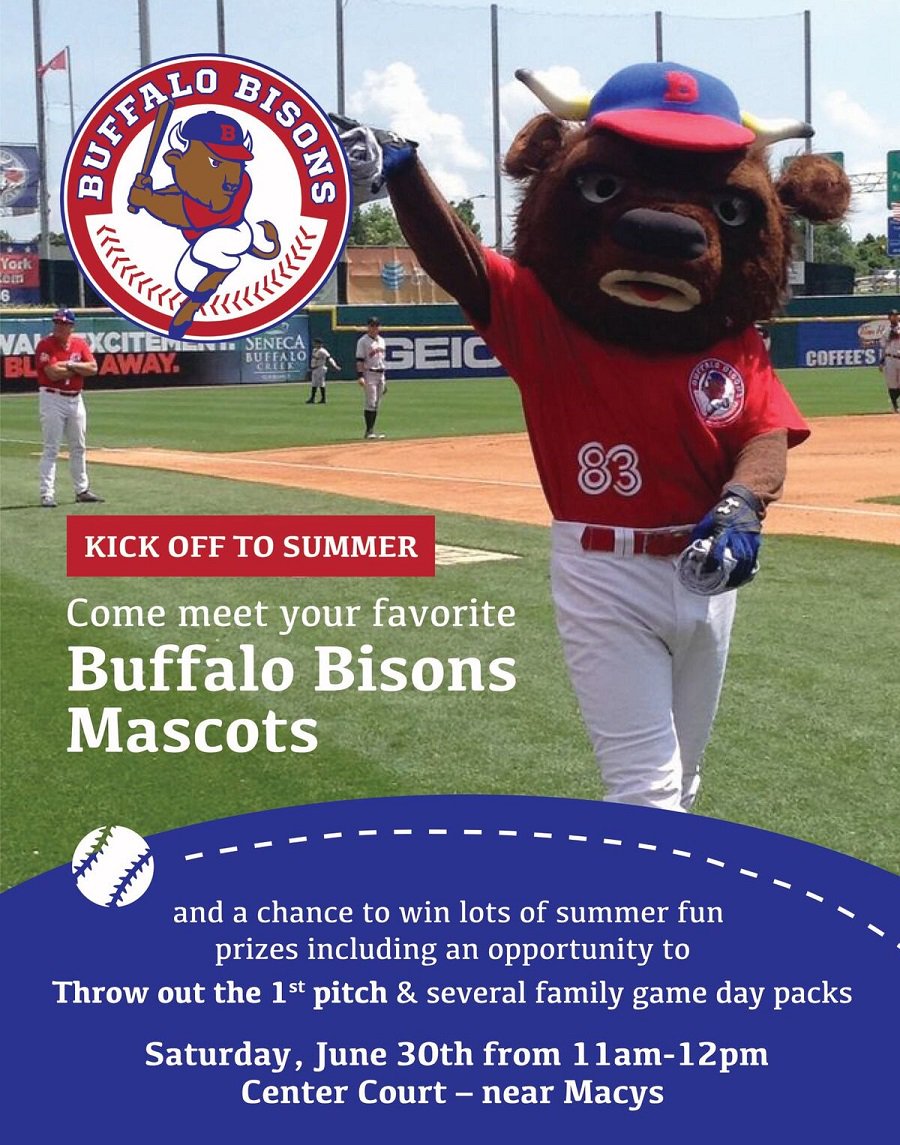Come and meet your favorite Buffalo Bisons Mascots and for a chance to win lots of summer fun prizes including an opportunity to throw out the 1st pitch at an upcoming game! Visit us on Facebook to RSVP facebook.com/events/1013075…
#buffalobisons #WNY #Buffalo
