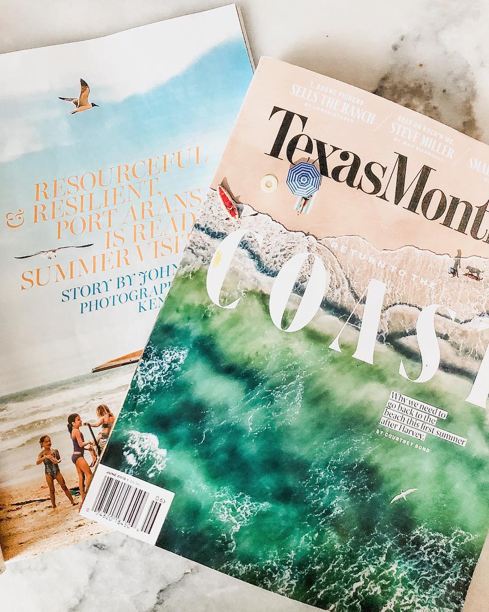 Cinnamon_Shore's tweet photo. Have you picked up this month’s @TexasMonthly or @TexasHighways? We were recently featured in both publications. Pick up the latest issue and read why it’s important to return to the coast the first summer after #Harvey. https://t.co/45TFl34Wug https://t.co/CcLO4rENFr