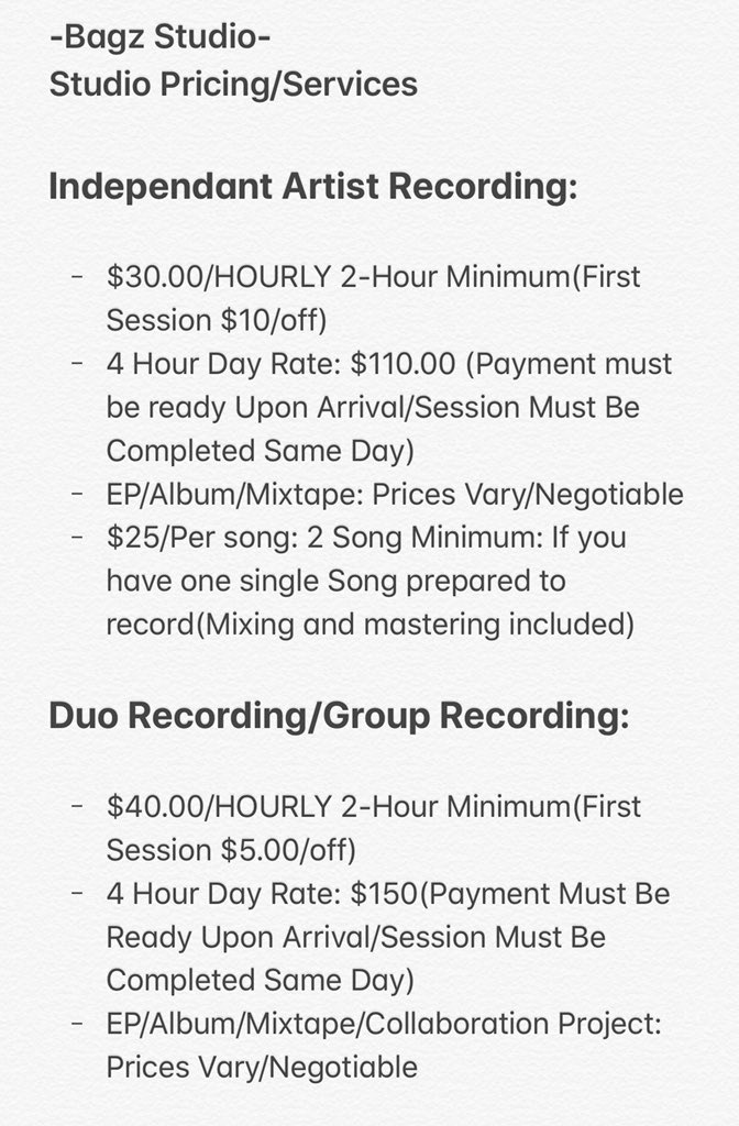 louiebagzmusic's tweet photo. New Official Price List Changing on June 15th !!!!!! Book Your Session for the Low Low Today ! #DMVStudio https://t.co/yx5OliMQIV