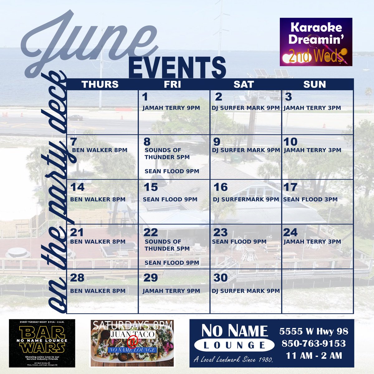 nonameloungepc's tweet photo. #turnitup @ #nonamelounge with these events on the #partydeck https://t.co/oyzX0pZPft