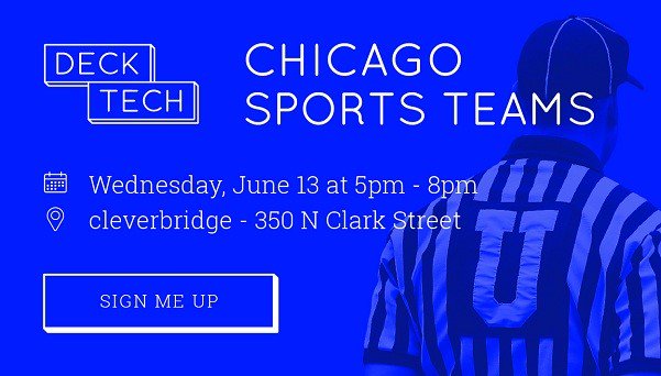 cleverbridge's tweet photo. It’s game time! On June 13, bust out your Chicago sports gear and join us and sponsor @SignatureBnkChi for #ChiDeckTech. We’ll provide a VIP game-day experience complete with upscale stadium food favorites provided by @SpiaggiaChicago and @jakemelnicks. Hope to see you there! https://t.co/sUS3iP9FmO