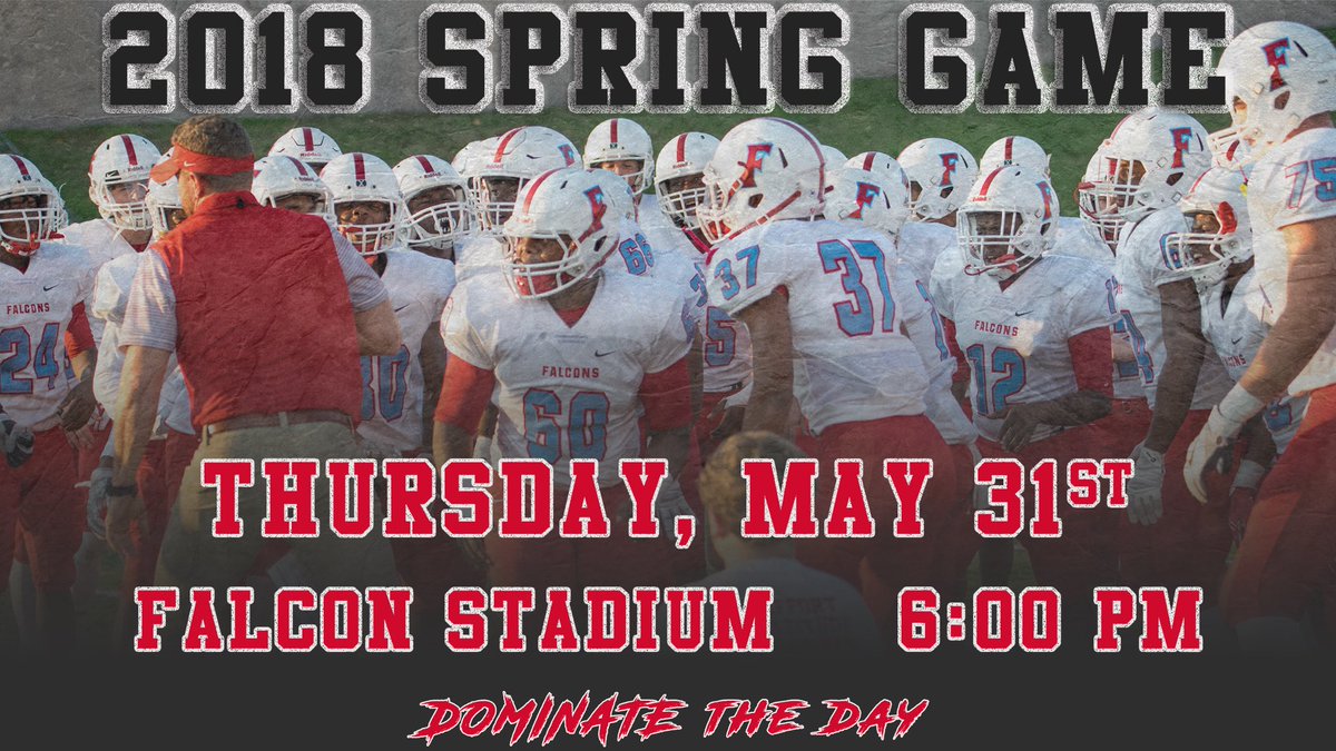 Reminder - Spring Game tomorrow night ON CAMPUS! 6 pm kickoff. Come out and support your 2018 Falcon football team!